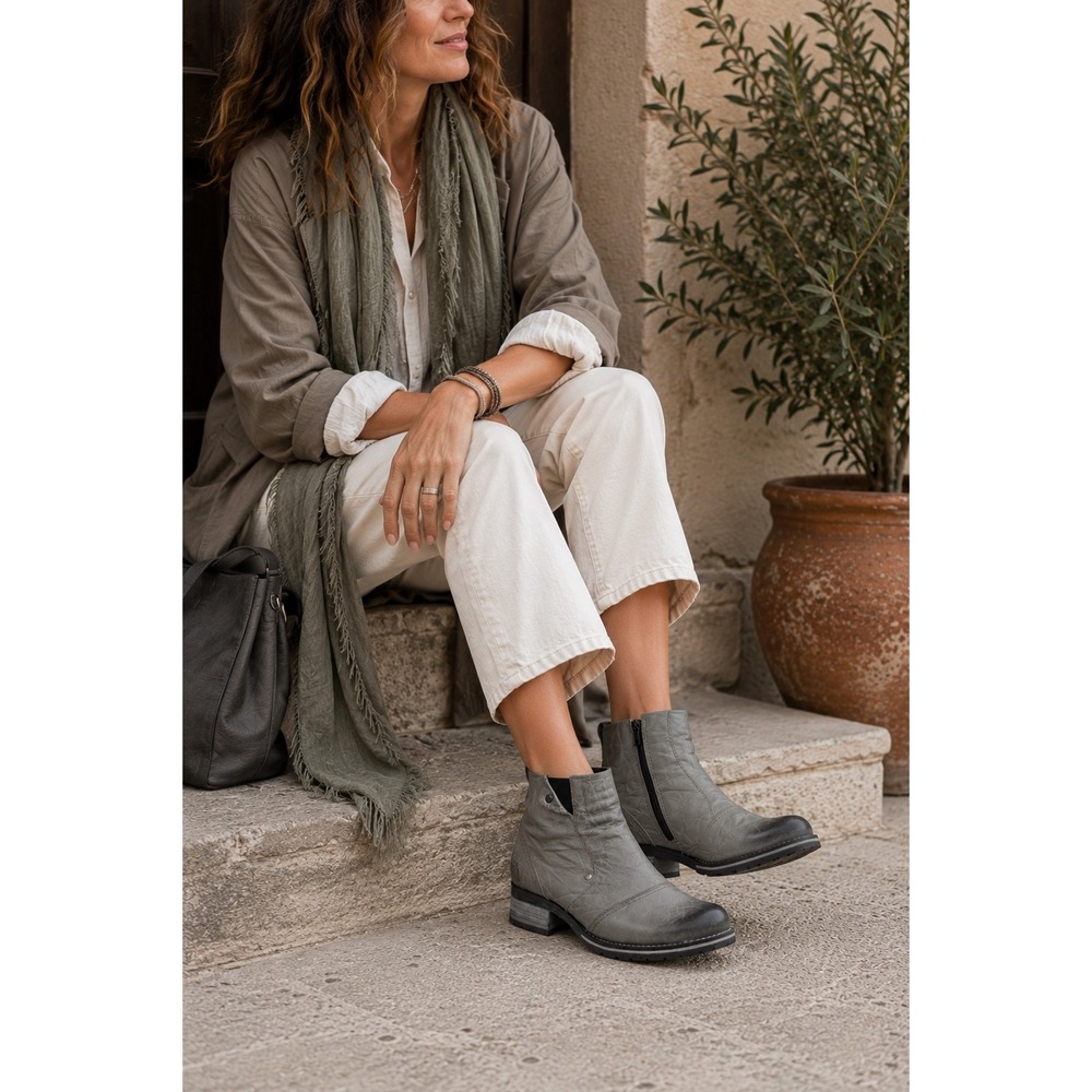 Dromedaris Kassia Leather Ankle Boots Women 11 Slate Zip Portugal